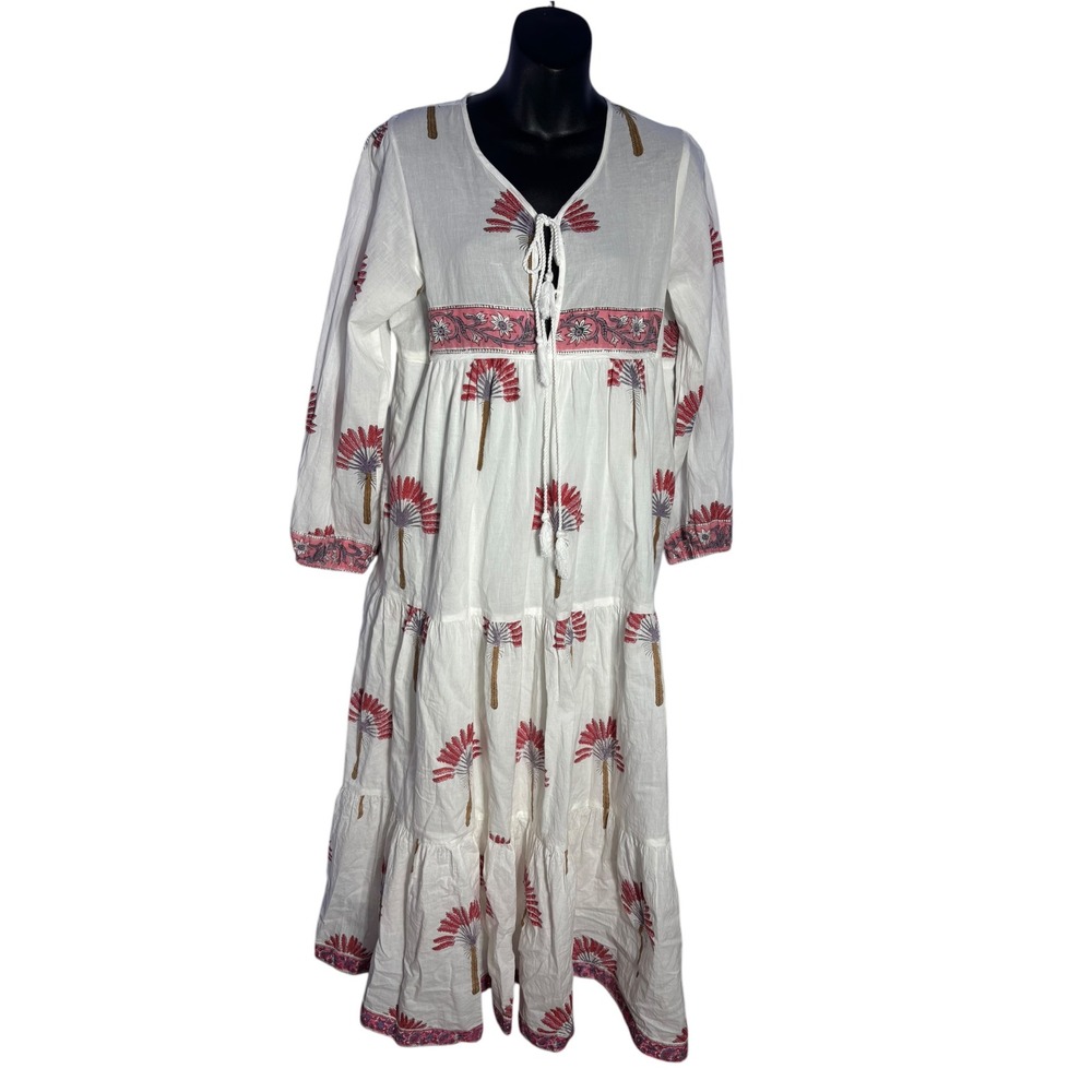 Karni women's medium 100% cotton tiered maxi dress India bohemian